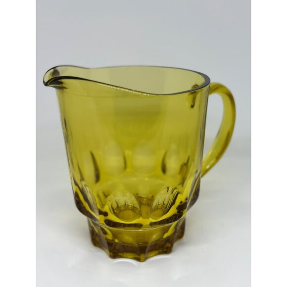 VTG Hazel Atlas Amber Glass Thumbprint Pitcher - Mid-Century Farmhouse Decor USA - Picture 1 of 7